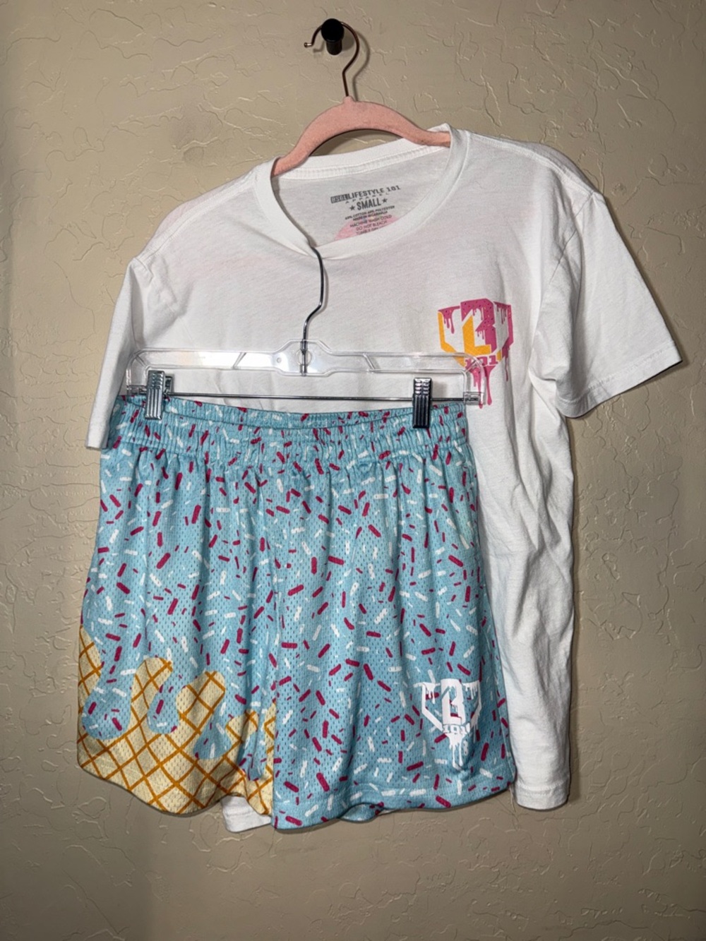 Baseball lifestyle 101 ice cream t shirt and shorts set men’s size small